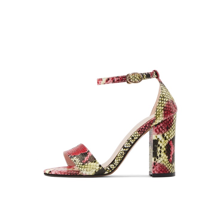 Women's High Heel Sandals with Ankle Strap and Metal Decoration
